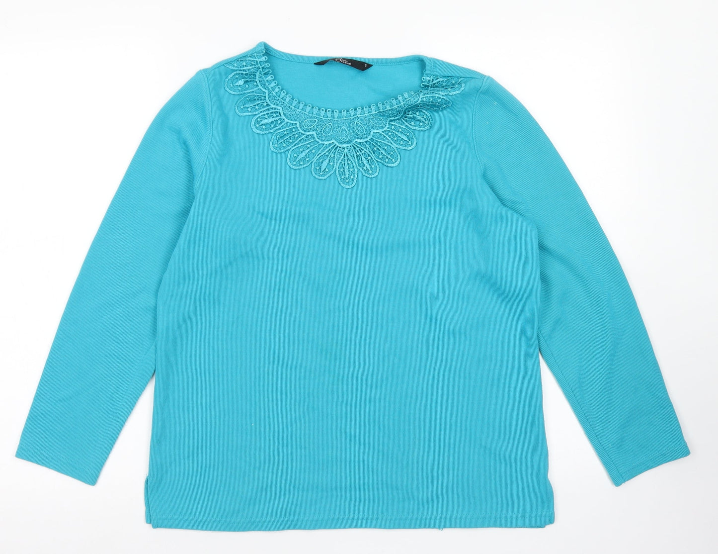 BM  Womens Blue Round Neck  Polyester Pullover Jumper Size S   - Lace Detail