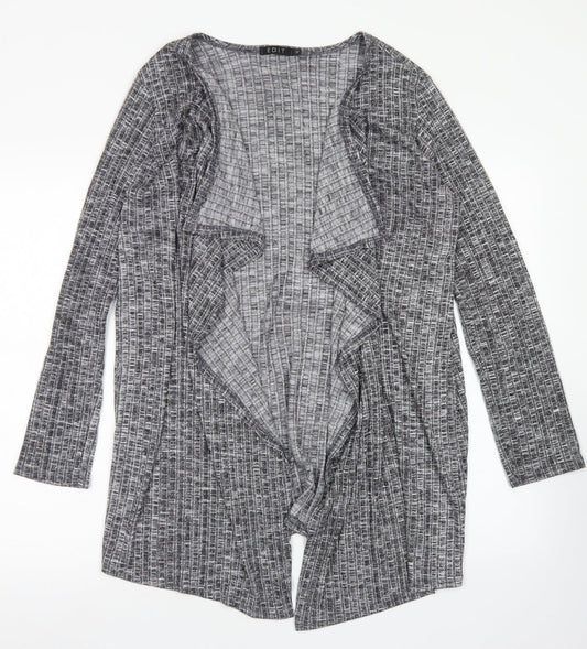 EDIT Womens Grey Round Neck  Viscose Cardigan Jumper Size 12