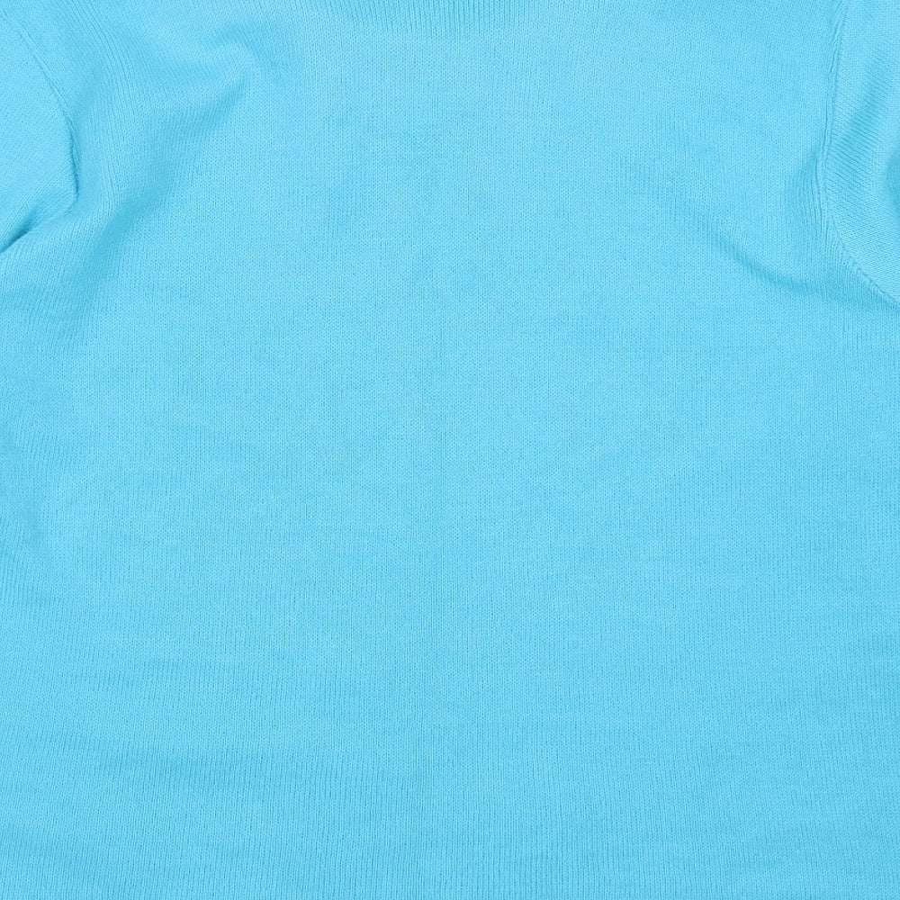 Simon Jeffrey Womens Blue Collared  Acrylic Pullover Jumper Size L