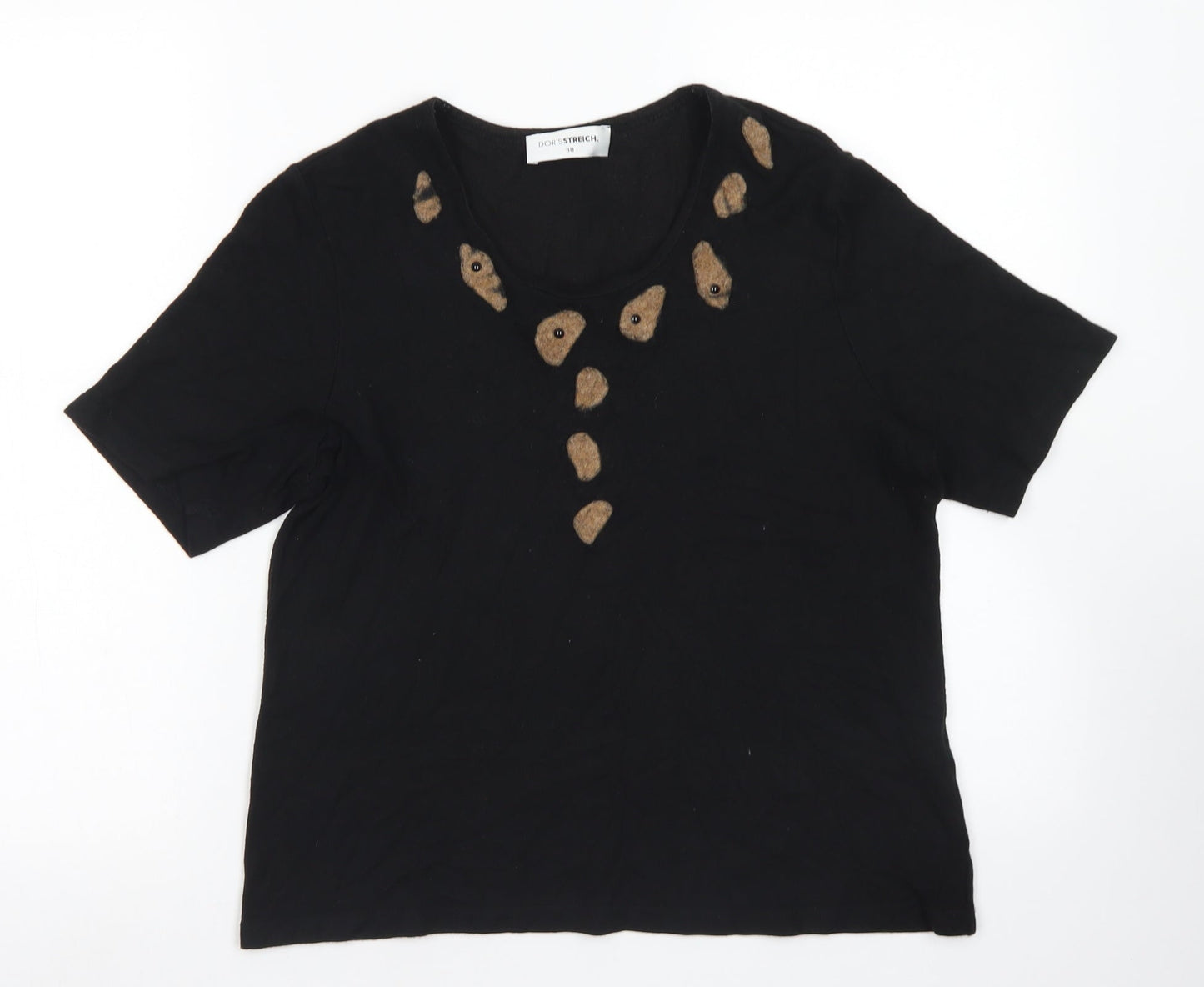 Doris Streich Womens Black Round Neck  Viscose Pullover Jumper Size 10