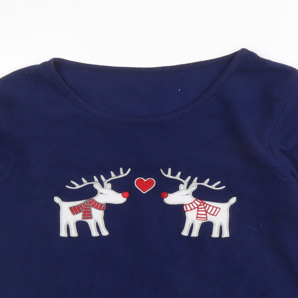 Preworn Womens Blue Round Neck  Polyester Pullover Jumper Size S   - Christmas, PJ top