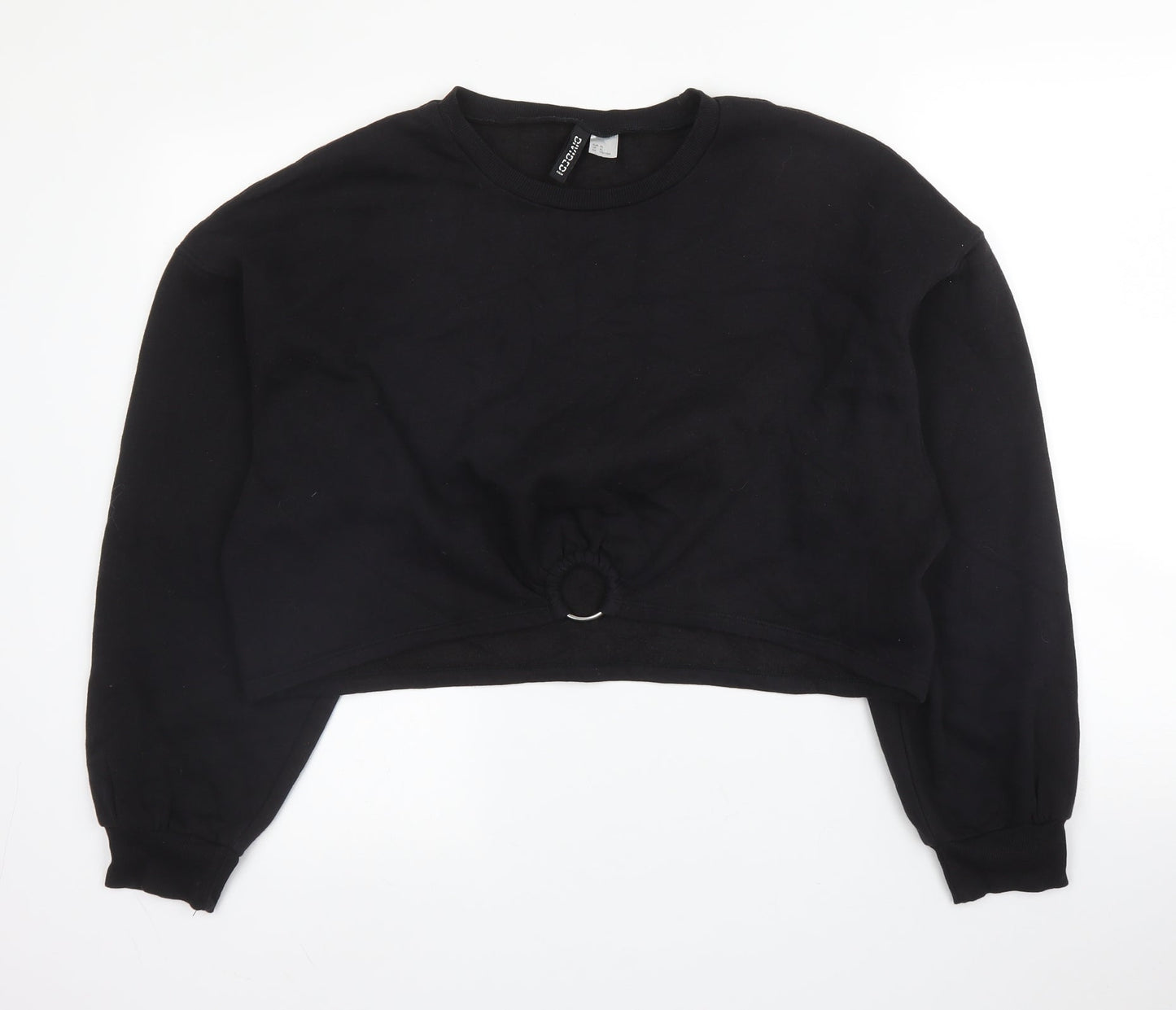H&M Womens Black Round Neck  Cotton Pullover Jumper Size XL