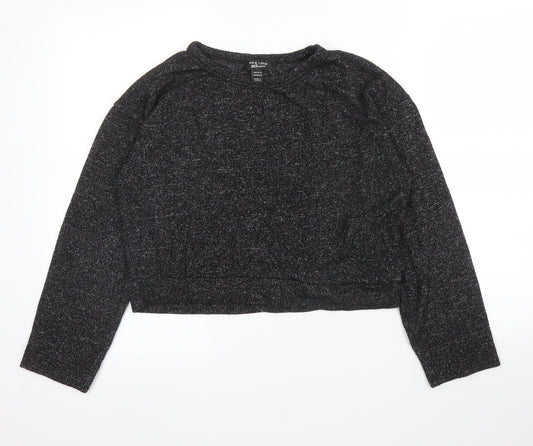 New Look Girls Grey Round Neck  Viscose Pullover Jumper Size 12 Years