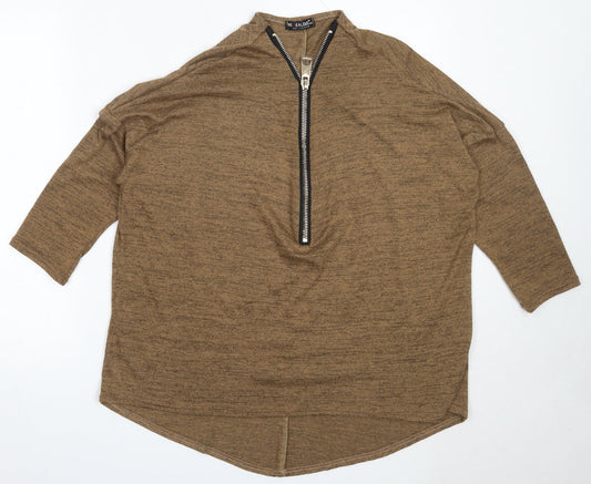 Be Jealous Womens Brown V-Neck  Polyester Pullover Jumper Size M