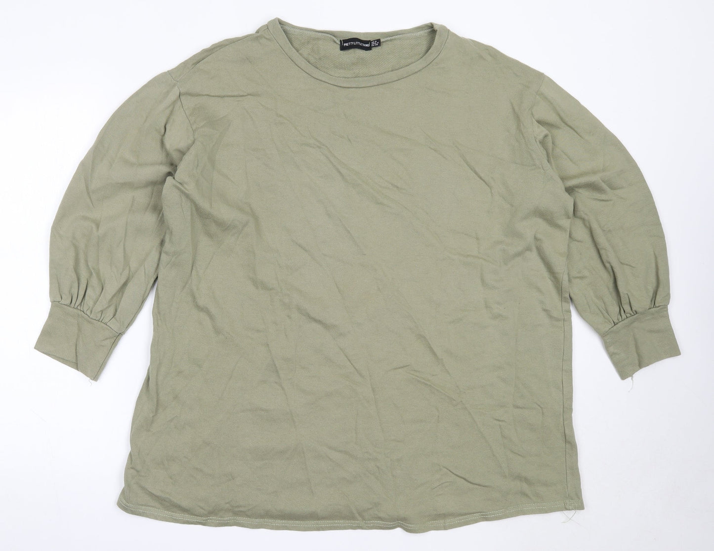 PRETTYLITTLETHING Womens Green  Cotton Pullover Sweatshirt Size 8