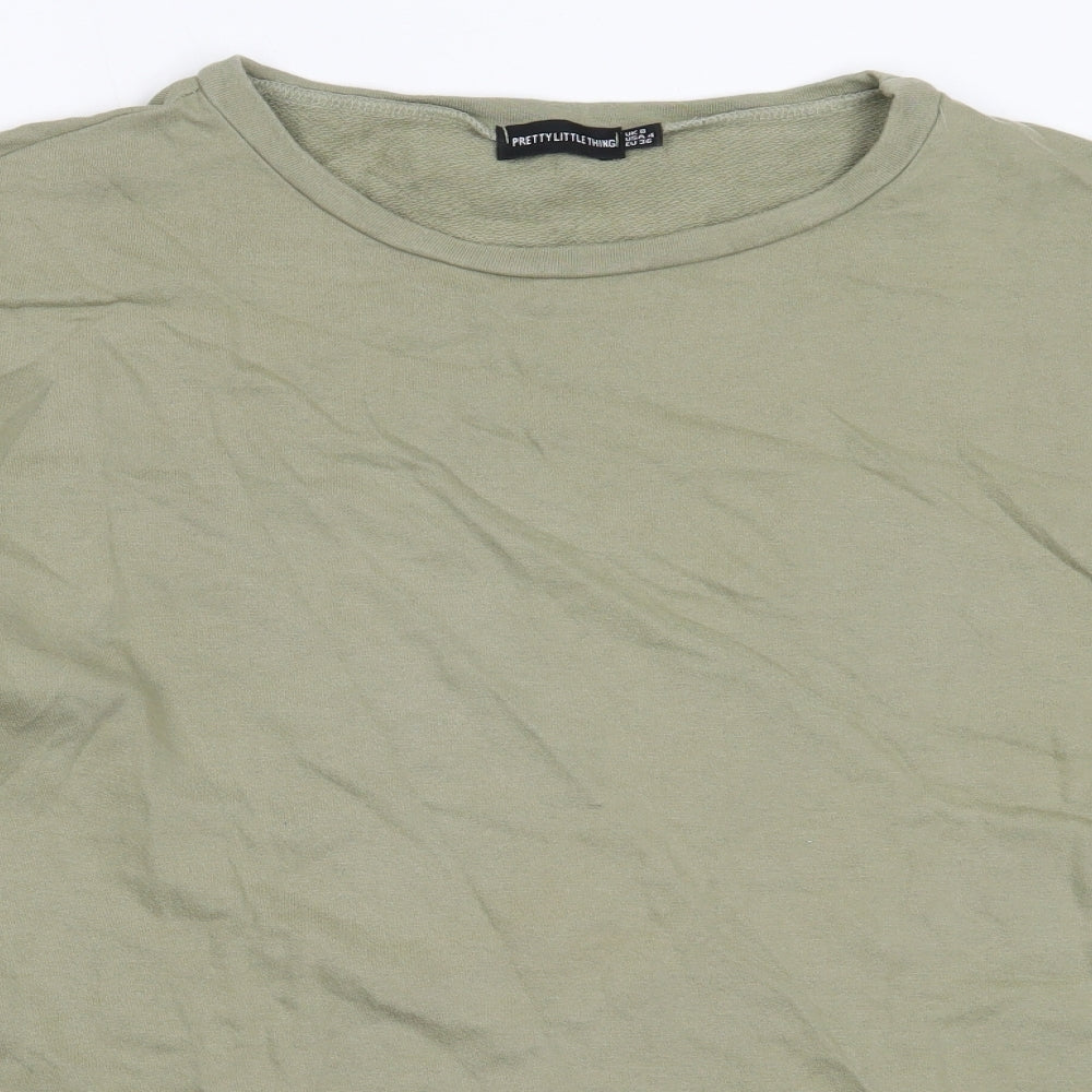 PRETTYLITTLETHING Womens Green  Cotton Pullover Sweatshirt Size 8
