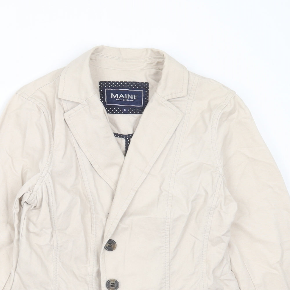 Maine New England Womens Beige   Jacket  Size 10  Button