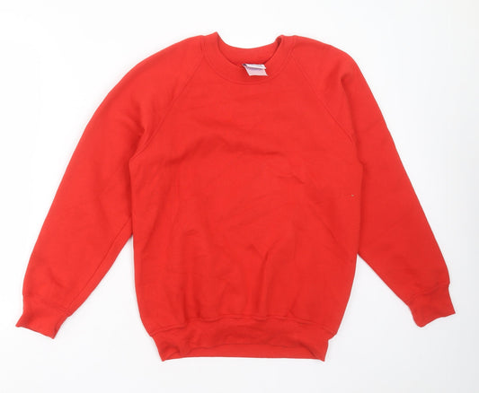 Russell Mens Red  Cotton Pullover Sweatshirt Size XS