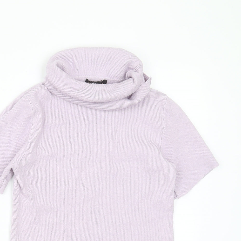 Pink Vanilla Womens Purple Roll Neck  Viscose Pullover Jumper Size S