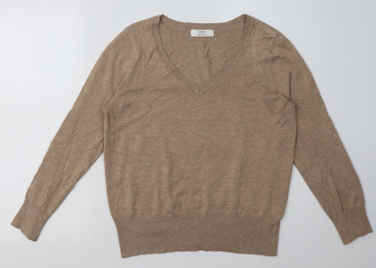 Marks and Spencer Womens Beige  Viscose  Sweatshirt Size 14  Pullover