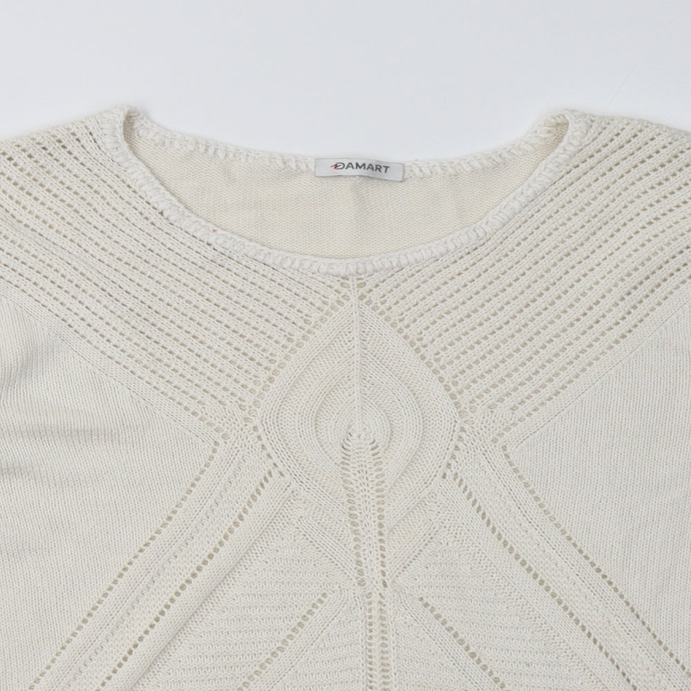 Damart Womens White Argyle/Diamond Acrylic Pullover Sweatshirt Size 20  Pullover