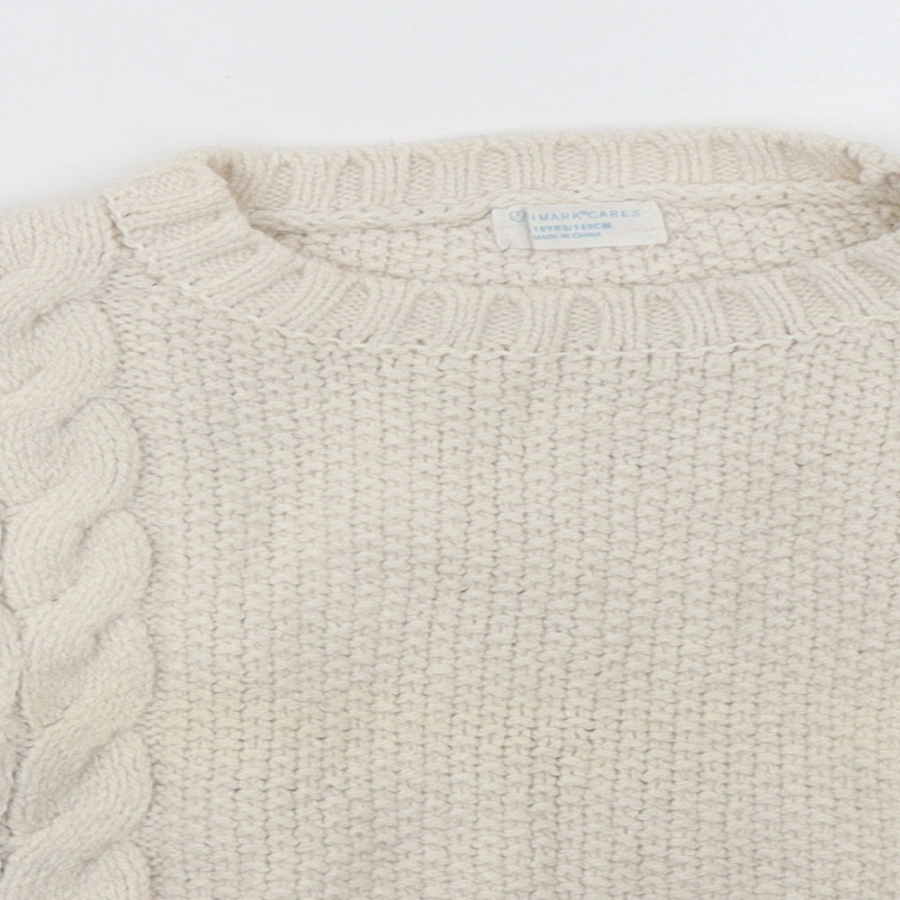Primark Girls Beige  Acrylic Pullover Sweatshirt Size 9-10 Years  Pullover