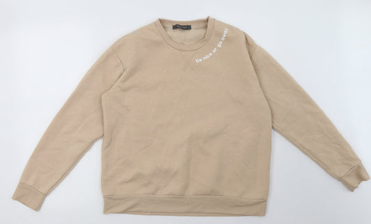 Primark Womens Beige  Polyester Pullover Sweatshirt Size S  Pullover - be nice or go away