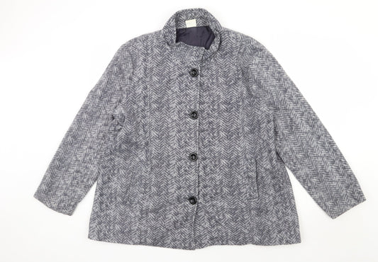 Preworn Womens Grey Herringbone  Jacket  Size L  Button