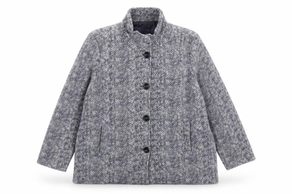 Preworn Womens Grey Herringbone  Jacket  Size L  Button