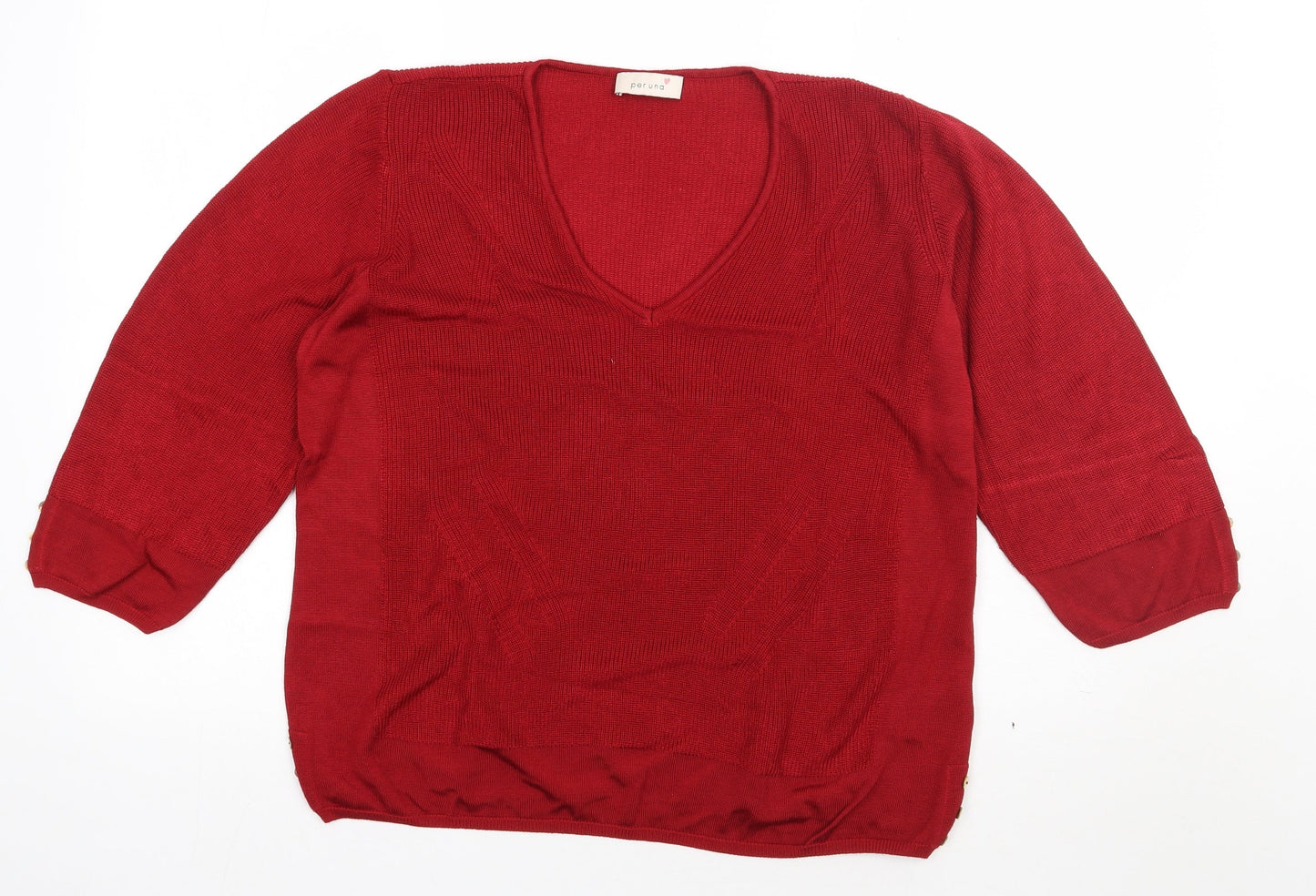 Marks and Spencer Womens Red V-Neck  Viscose Pullover Jumper Size 20