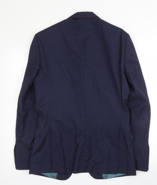 Zara Mens Blue  Wool Jacket Suit Jacket Size 38