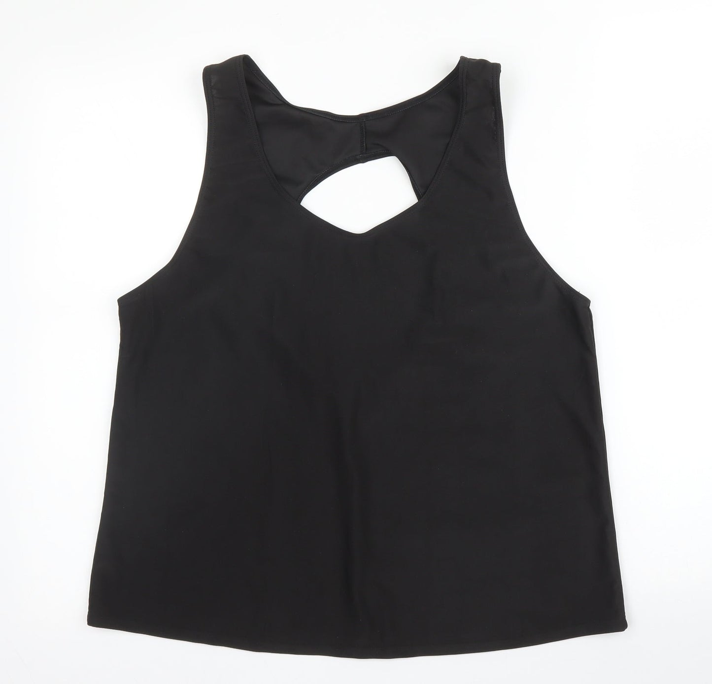 Preworn Womens Black  Polyester Basic Blouse Size L Square Neck