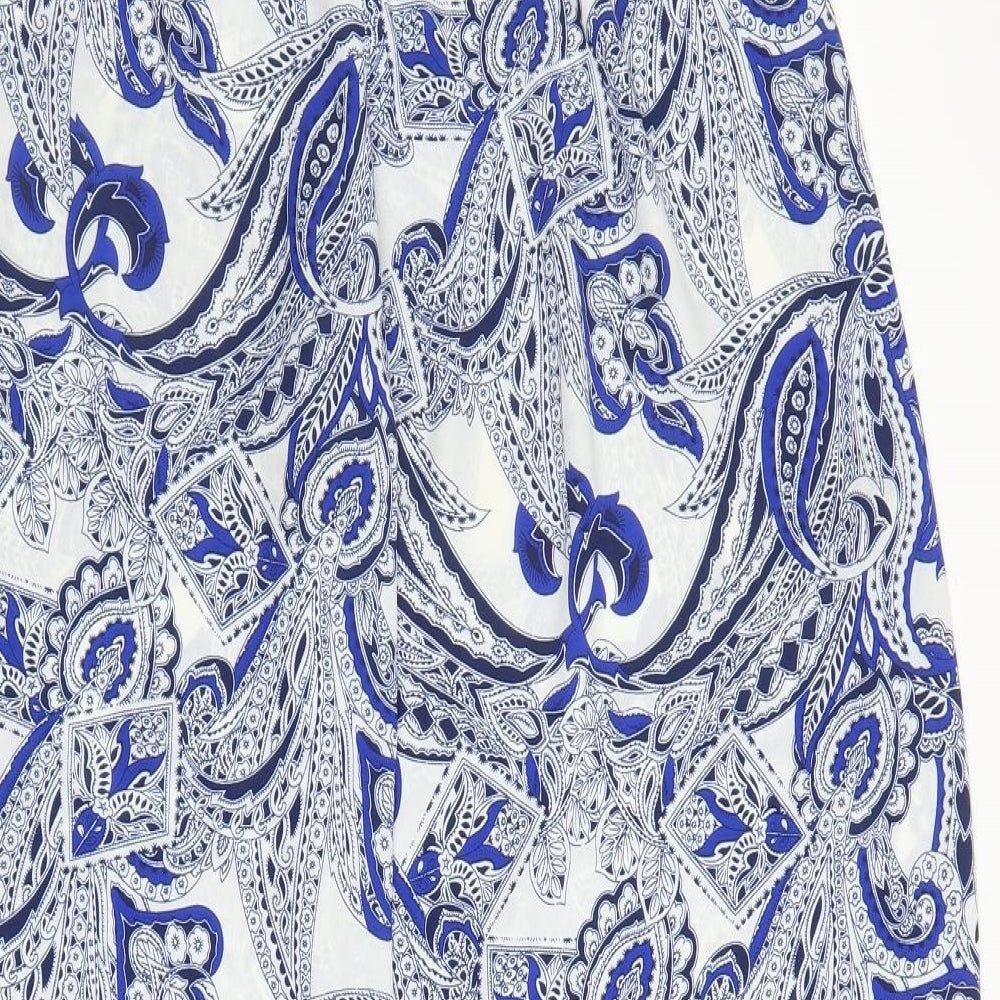 Love Womens Blue Paisley Polyester Trousers  Size S L30 in Regular Zip