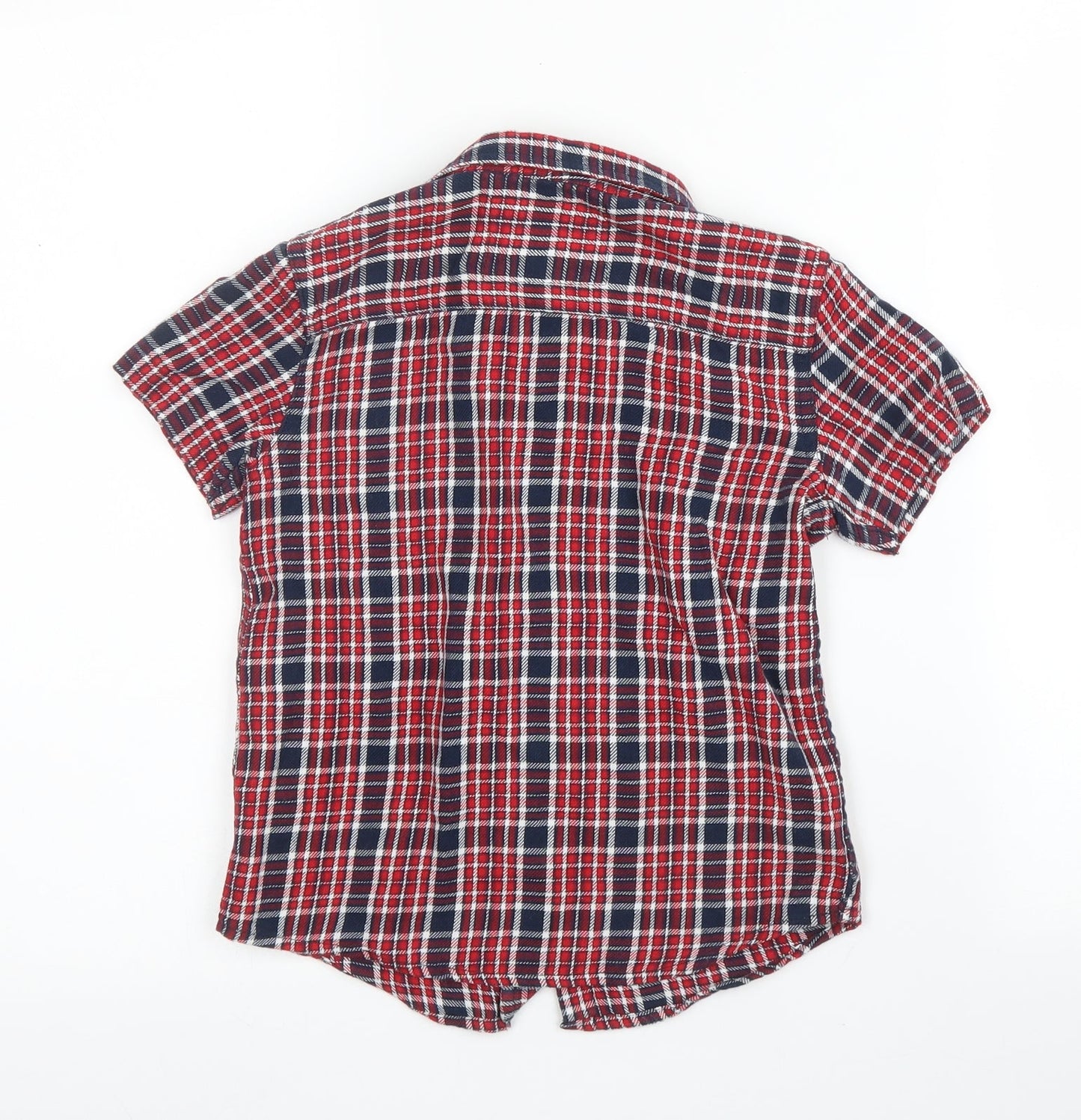 Primark Boys Red Plaid Cotton Basic Button-Up Size 5 Years Collared Button