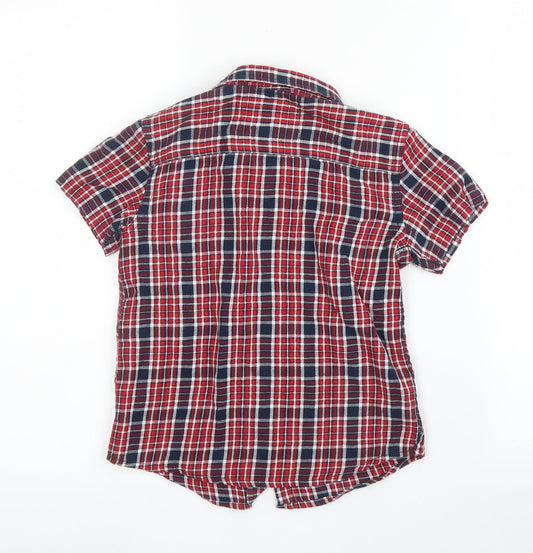 Primark Boys Red Plaid Cotton Basic Button-Up Size 5 Years Collared Button