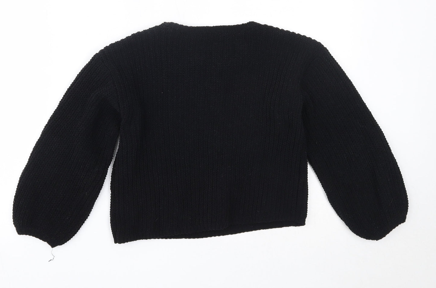H&M Girls Black Round Neck  Polyester Pullover Jumper Size 7-8 Years