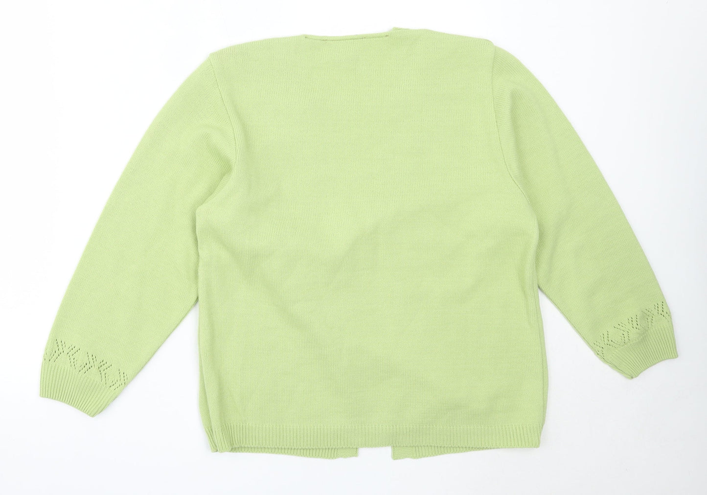 Florida Womens Green Round Neck  Acrylic Cardigan Jumper Size S