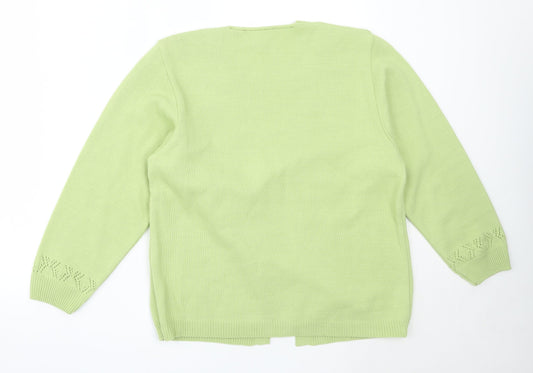 Florida Womens Green Round Neck  Acrylic Cardigan Jumper Size S