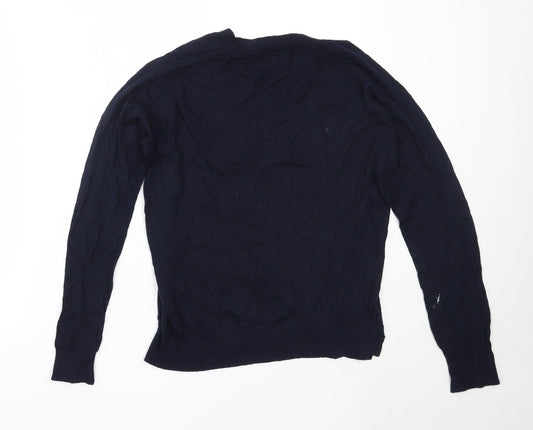 H&M Womens Blue Round Neck  Viscose Pullover Jumper Size M