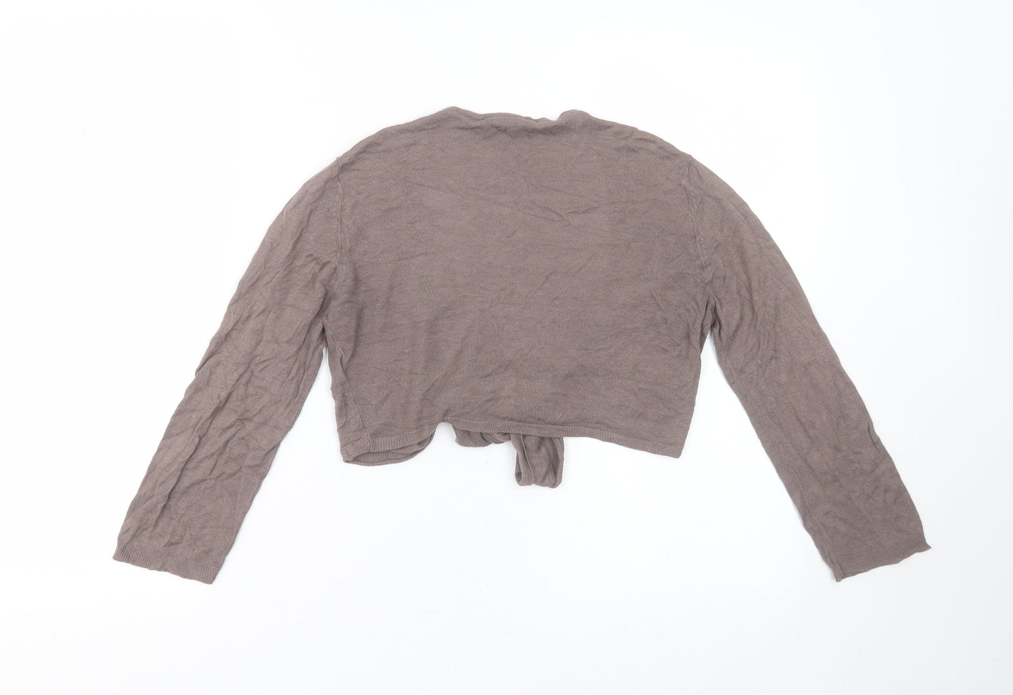 GREAT PLAINS Womens Brown V-Neck  Viscose Shrug Jumper Size M   - tie Front Detail
