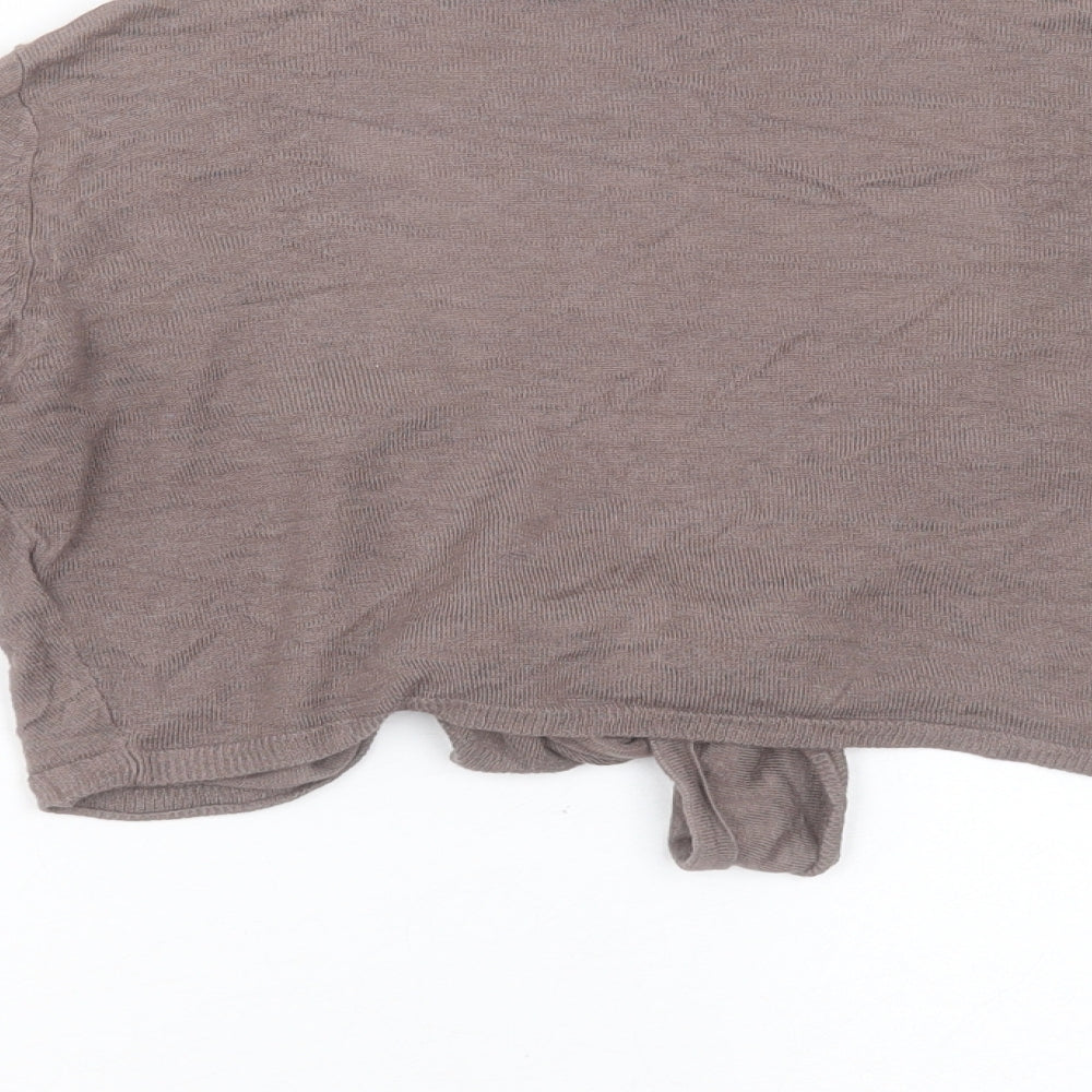 GREAT PLAINS Womens Brown V-Neck  Viscose Shrug Jumper Size M   - tie Front Detail