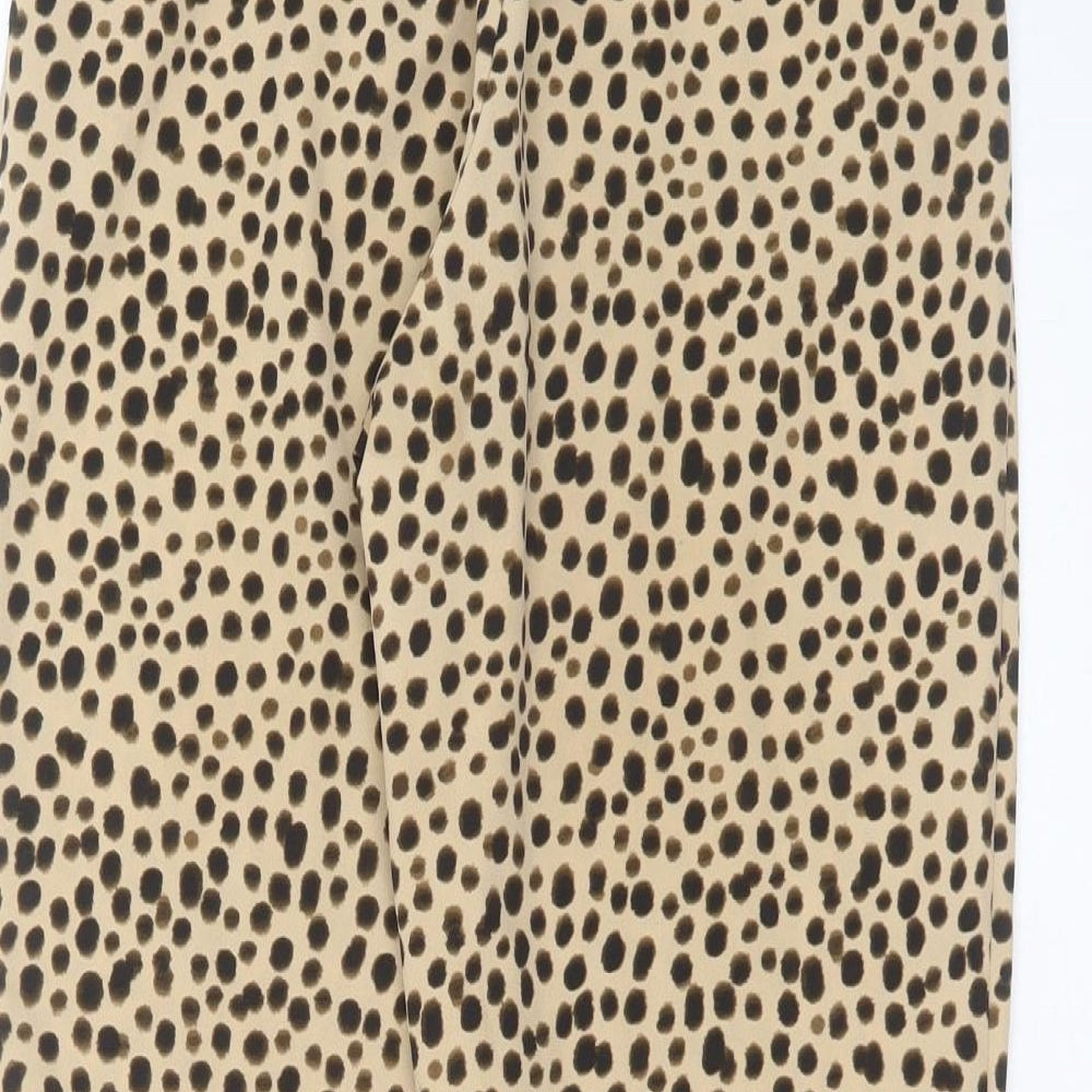Monki Womens Brown Animal Print Polyester Trousers  Size 4 L25 in Regular