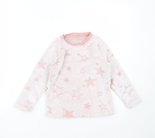 Nutmeg Girls Pink Geometric Polyester Top Pyjama Top Size 3-4 Years   - Star Pattern