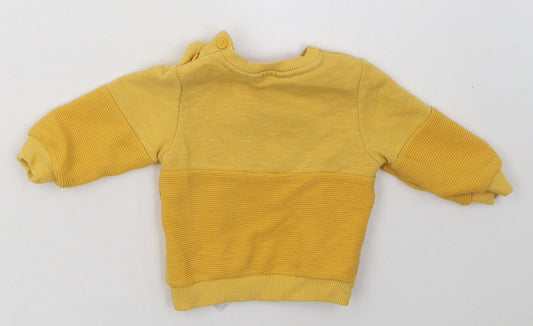 Primark Boys Yellow  Cotton Basic Casual Size 3-6 Months Crew Neck Button - cute dude