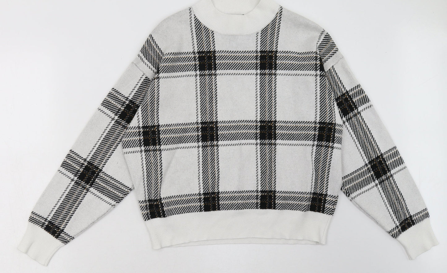 New Look Womens White Check Polyester Pullover Sweatshirt Size S  Pullover
