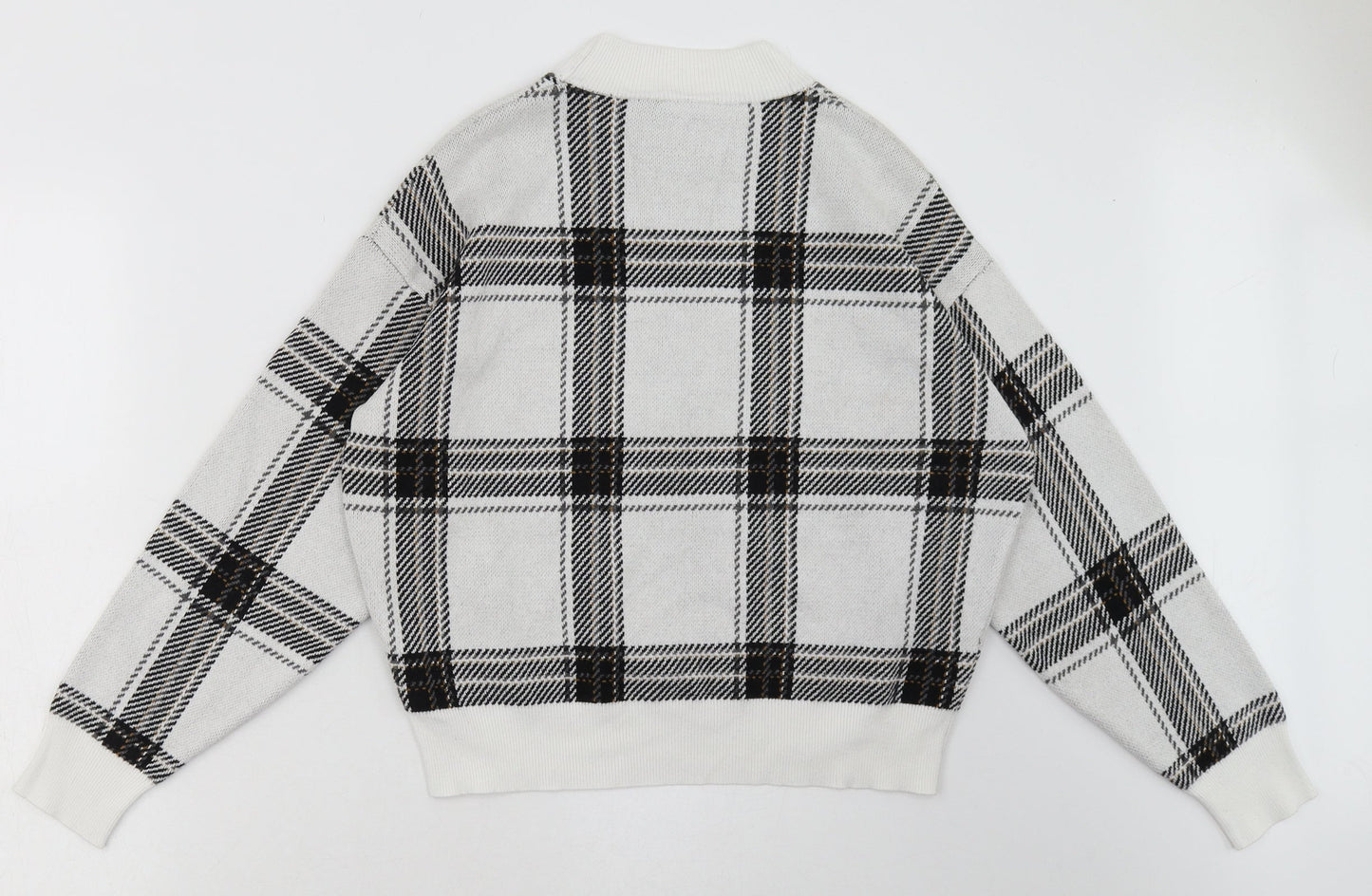 New Look Womens White Check Polyester Pullover Sweatshirt Size S  Pullover