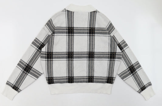 New Look Womens White Check Polyester Pullover Sweatshirt Size S  Pullover