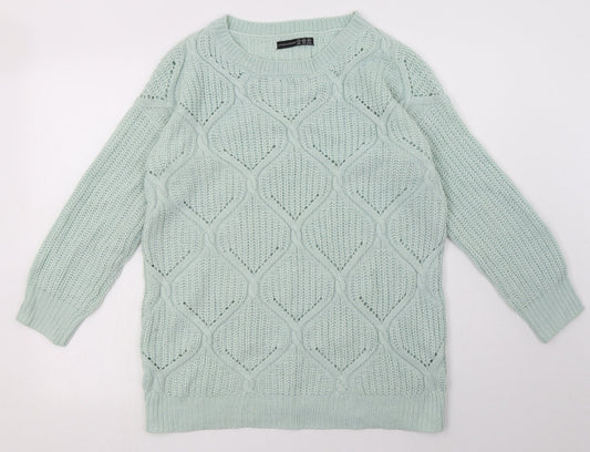 Primark Womens Green Argyle/Diamond Acrylic Pullover Sweatshirt Size 8  Pullover