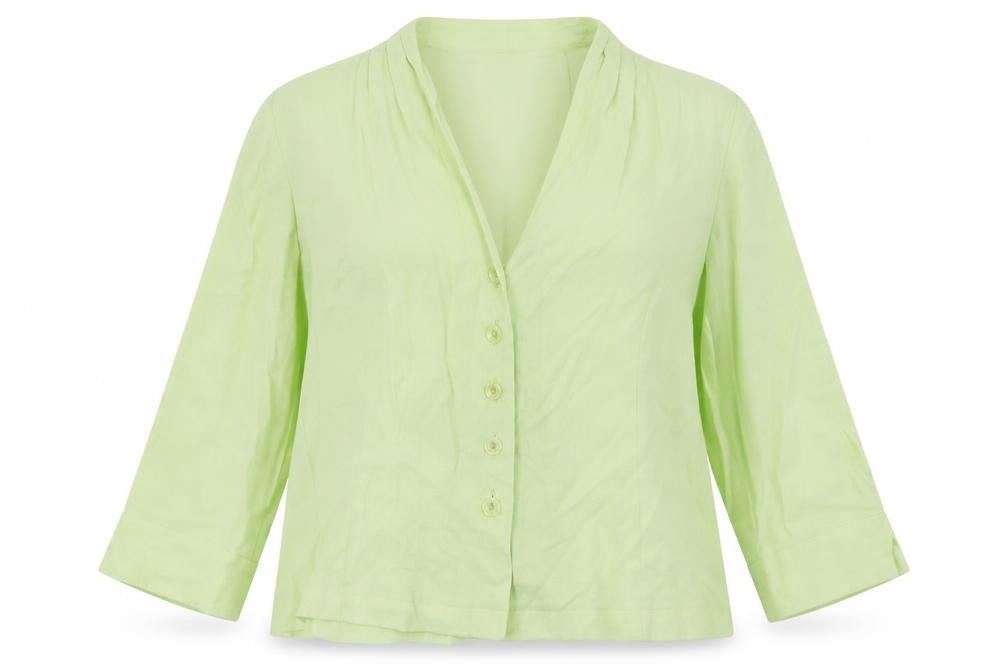 Country Casuals Womens Green  Viscose Basic Button-Up Size 14 V-Neck