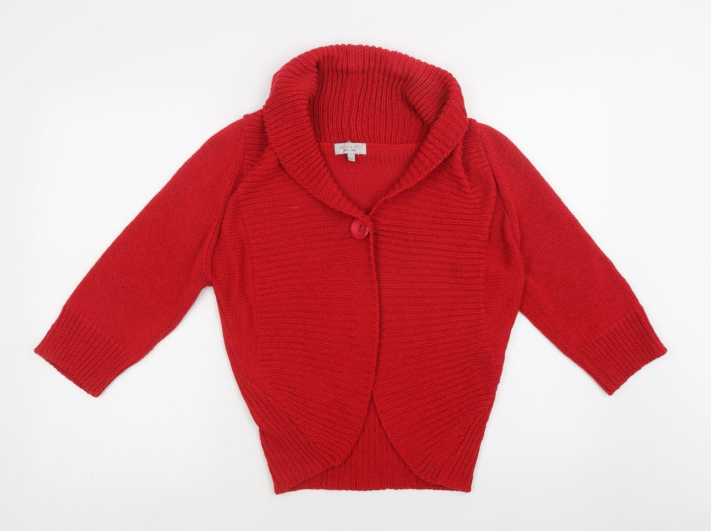 Per Una Womens Red Collared  Acrylic Cardigan Jumper Size M