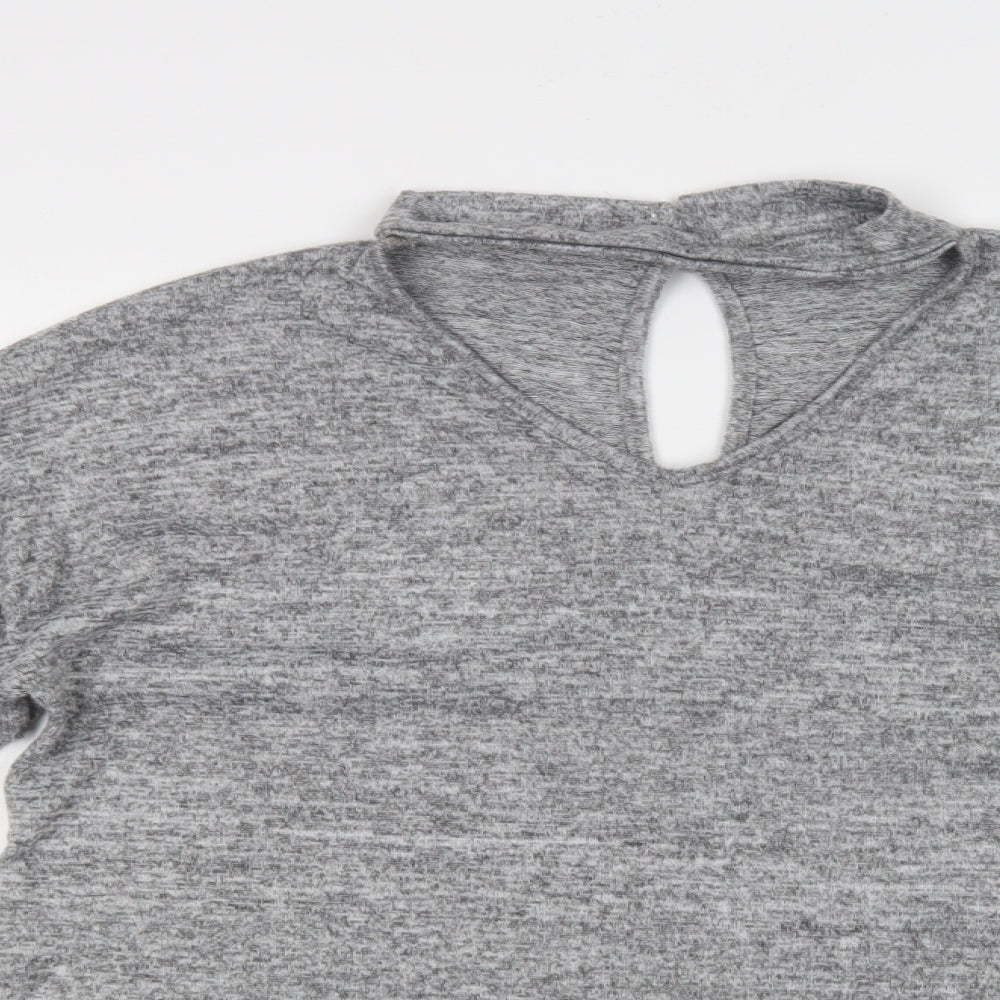 Blue Vanilla Womens Grey V-Neck  Polyester Pullover Jumper Size 14
