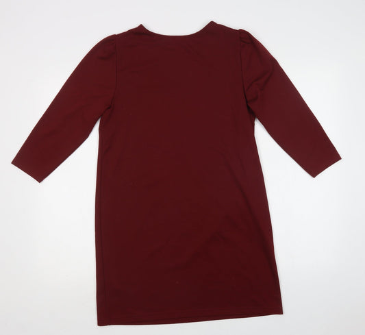 New Look Womens Red  Polyester Shift  Size 10  Crew Neck