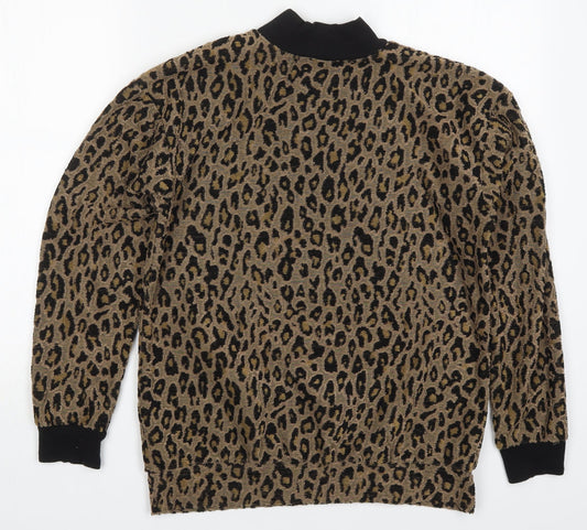 Select Womens Brown Animal Print Polyester Pullover Sweatshirt Size S  Pullover