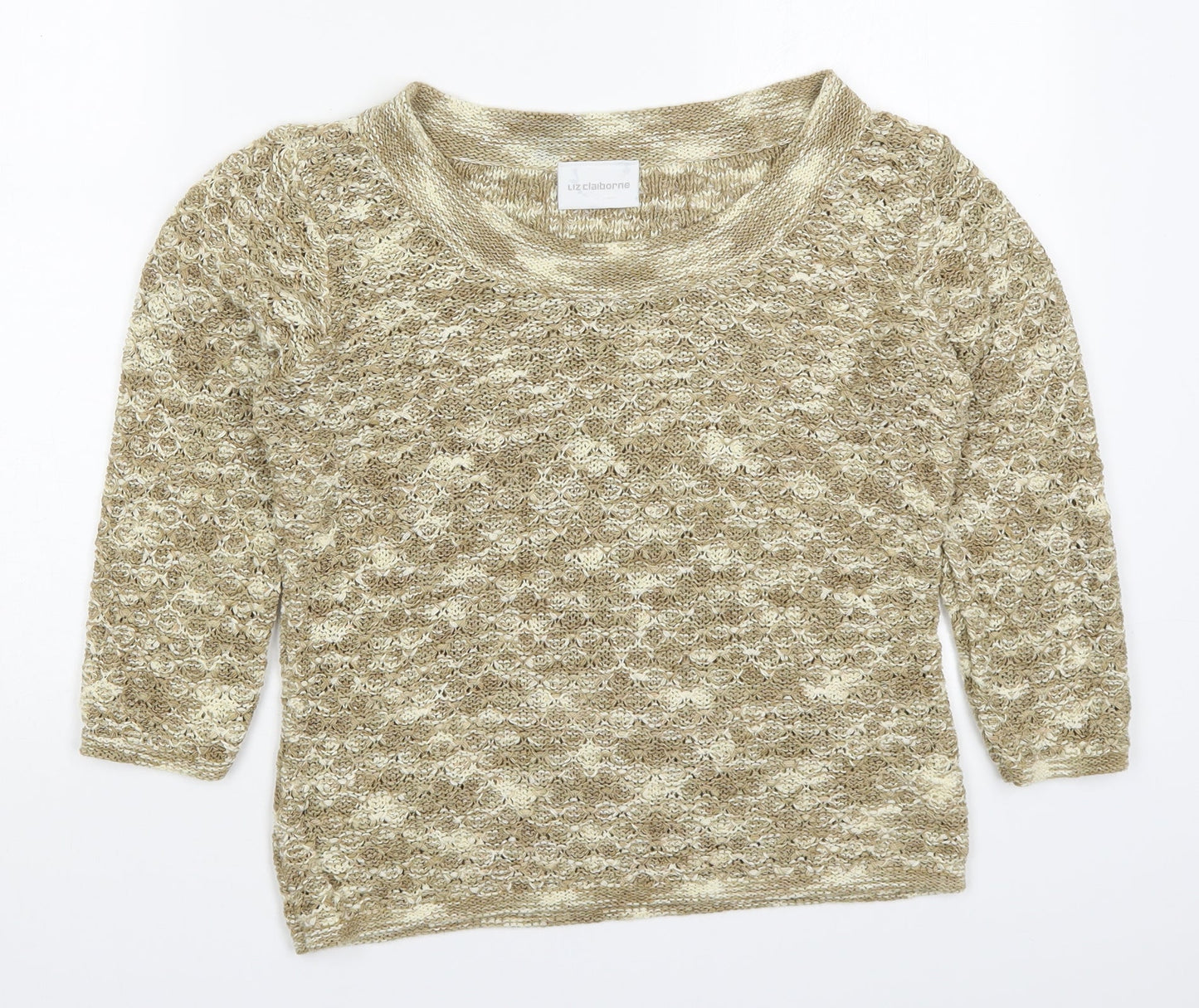 Liz Claiborne Womens Beige Round Neck  Acrylic Pullover Jumper Size M