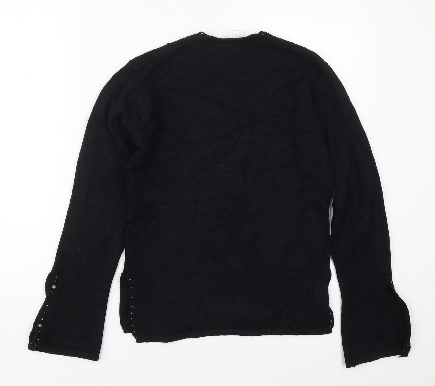 Off Shoot Womens Black V-Neck  Rayon Pullover Jumper Size S