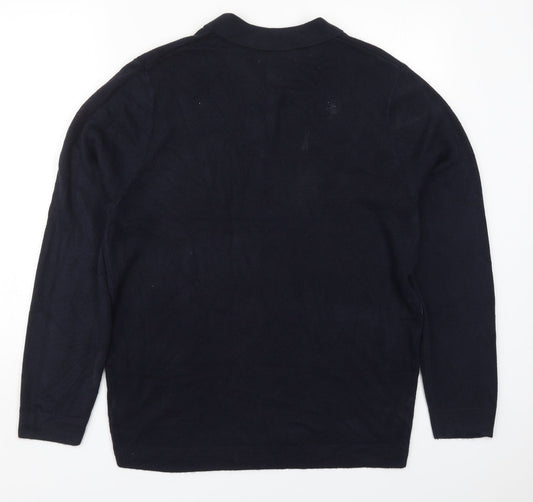 Matalan Mens Blue Collared  Acrylic Pullover Jumper Size L