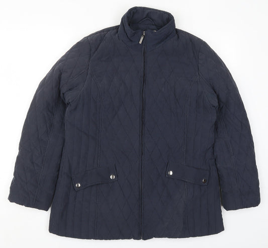 BHS Womens Blue   Quilted Coat Size 14  Zip
