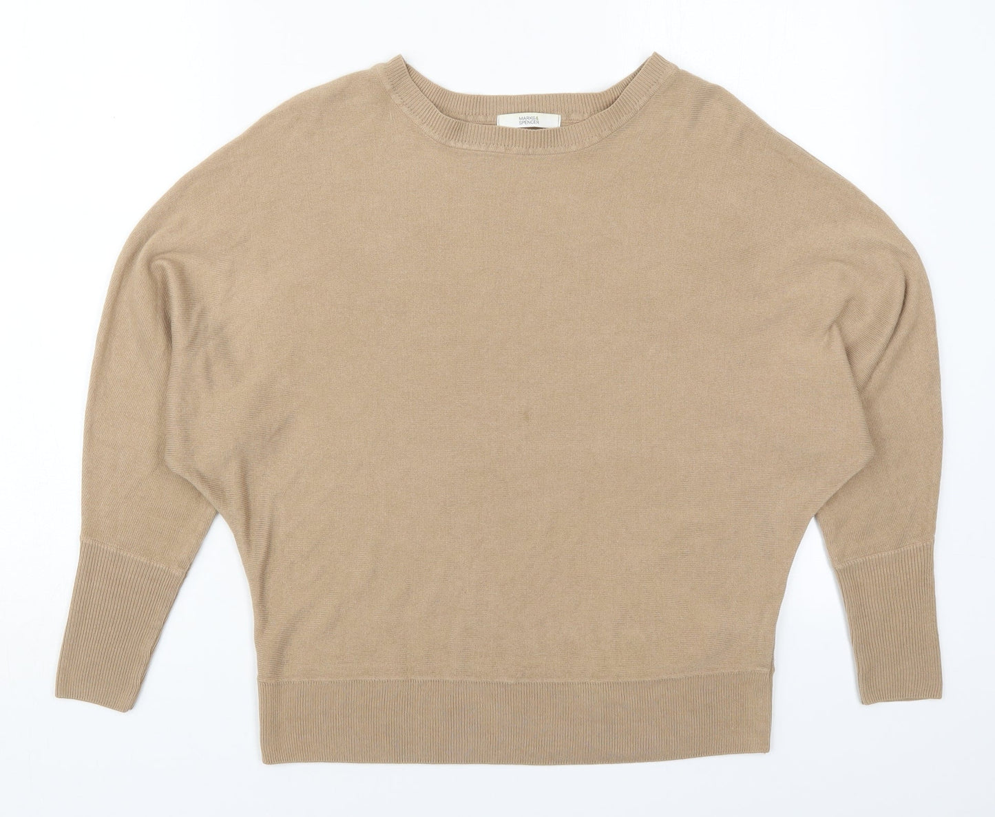 Marks and Spencer Womens Brown Round Neck  Acrylic Pullover Jumper Size 8