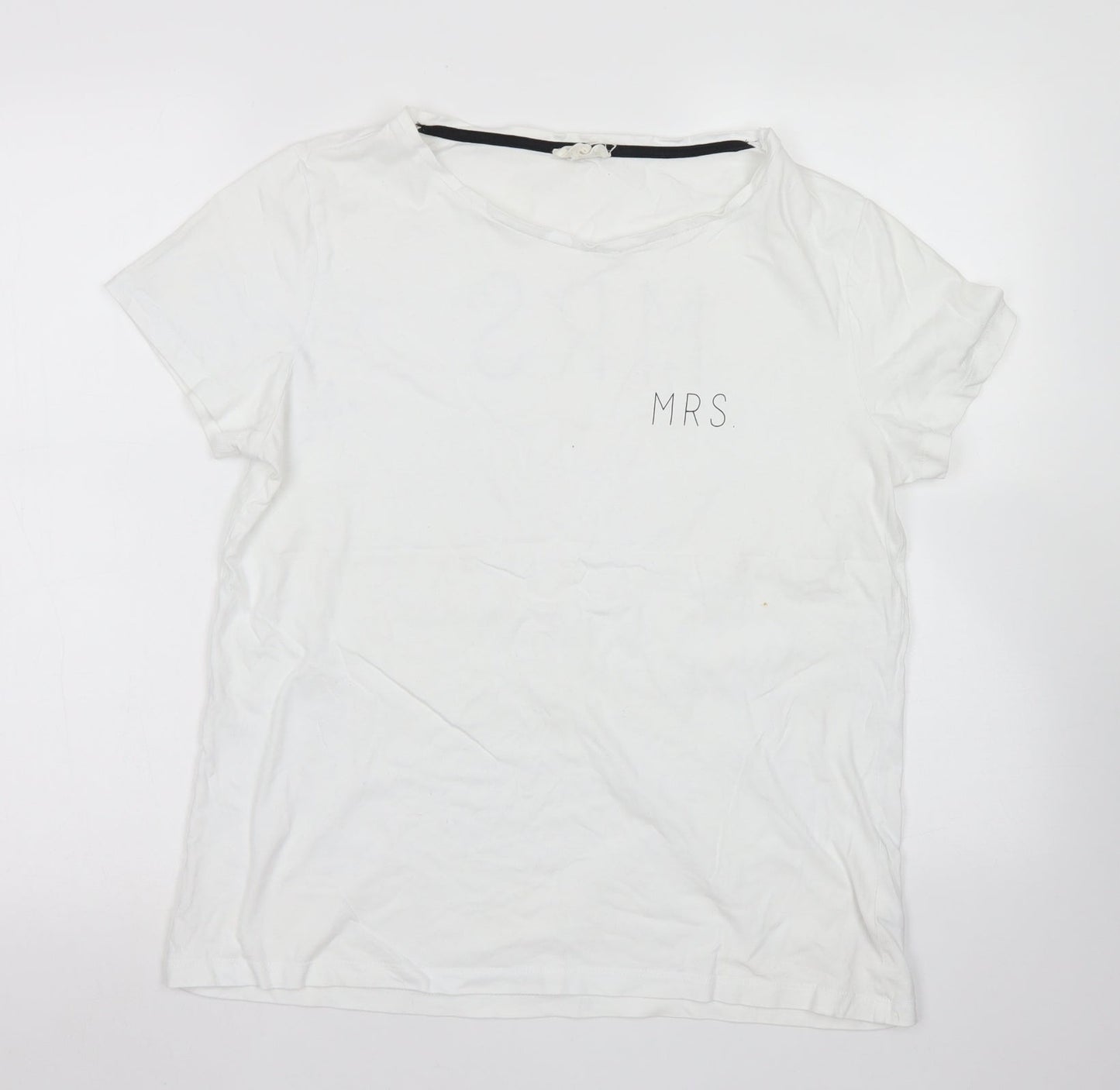 NEXT Womens White  Cotton Basic T-Shirt Size M Crew Neck - Mrs