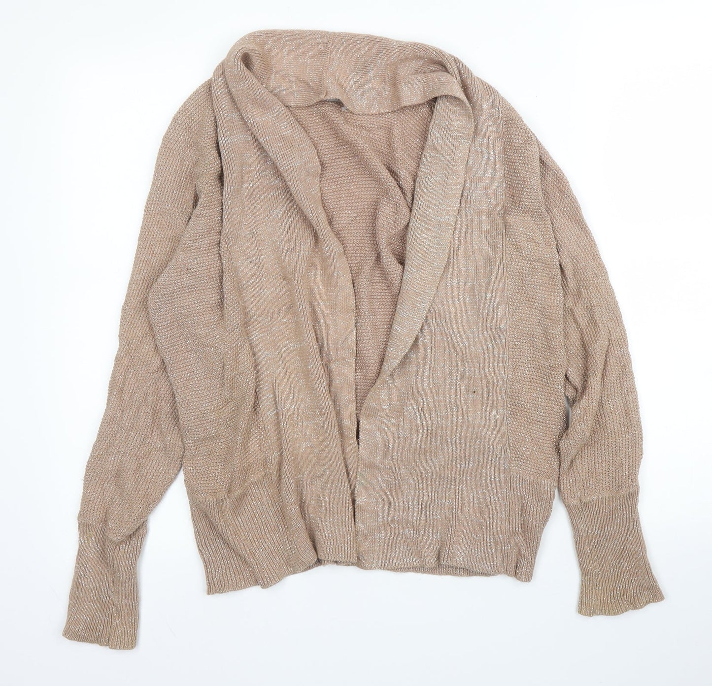 M&S Womens Beige V-Neck  Cotton Cardigan Jumper Size 10